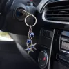 Silver keychain pendant, blue Devil's Eye starfish pendant details Picture